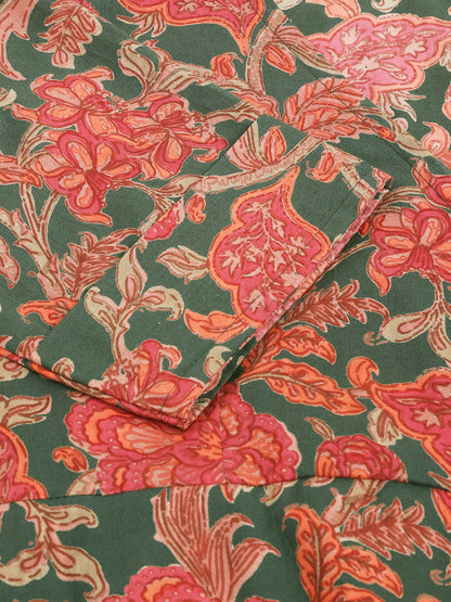 Grey Pink Floral Printed Cotton Fit & Flare Dress | LASVINI - Redefining Indian Fashion with Elegance