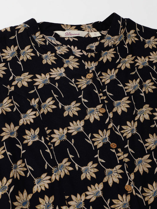 Floral Printed Rayon Shirt Type Top For Women | LASVINI - Redefining Indian Fashion with Elegance