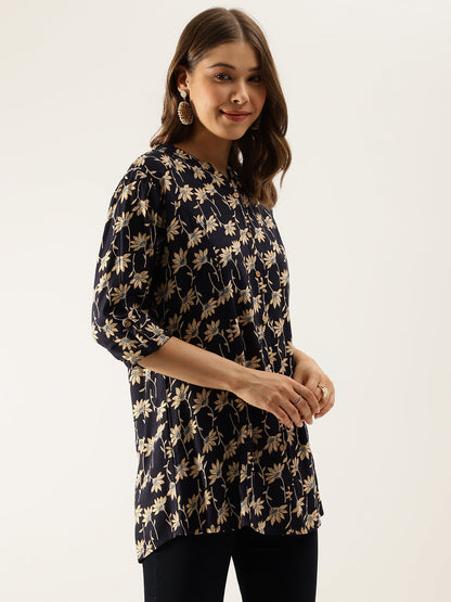 Floral Printed Rayon Shirt Type Top For Women | LASVINI - Redefining Indian Fashion with Elegance