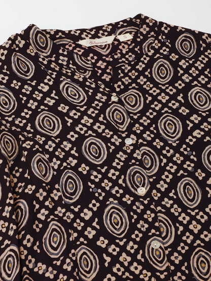 Black Asymmetric Printed Top | LASVINI - Redefining Indian Fashion with Elegance