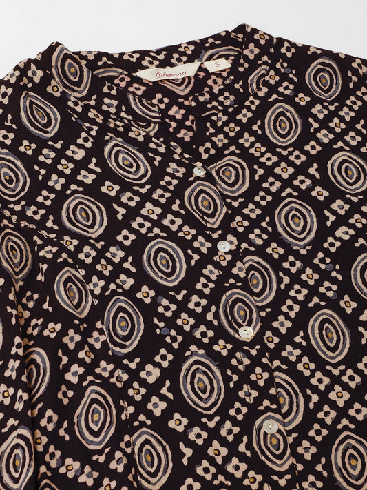 Black Asymmetric Printed Top | LASVINI - Redefining Indian Fashion with Elegance