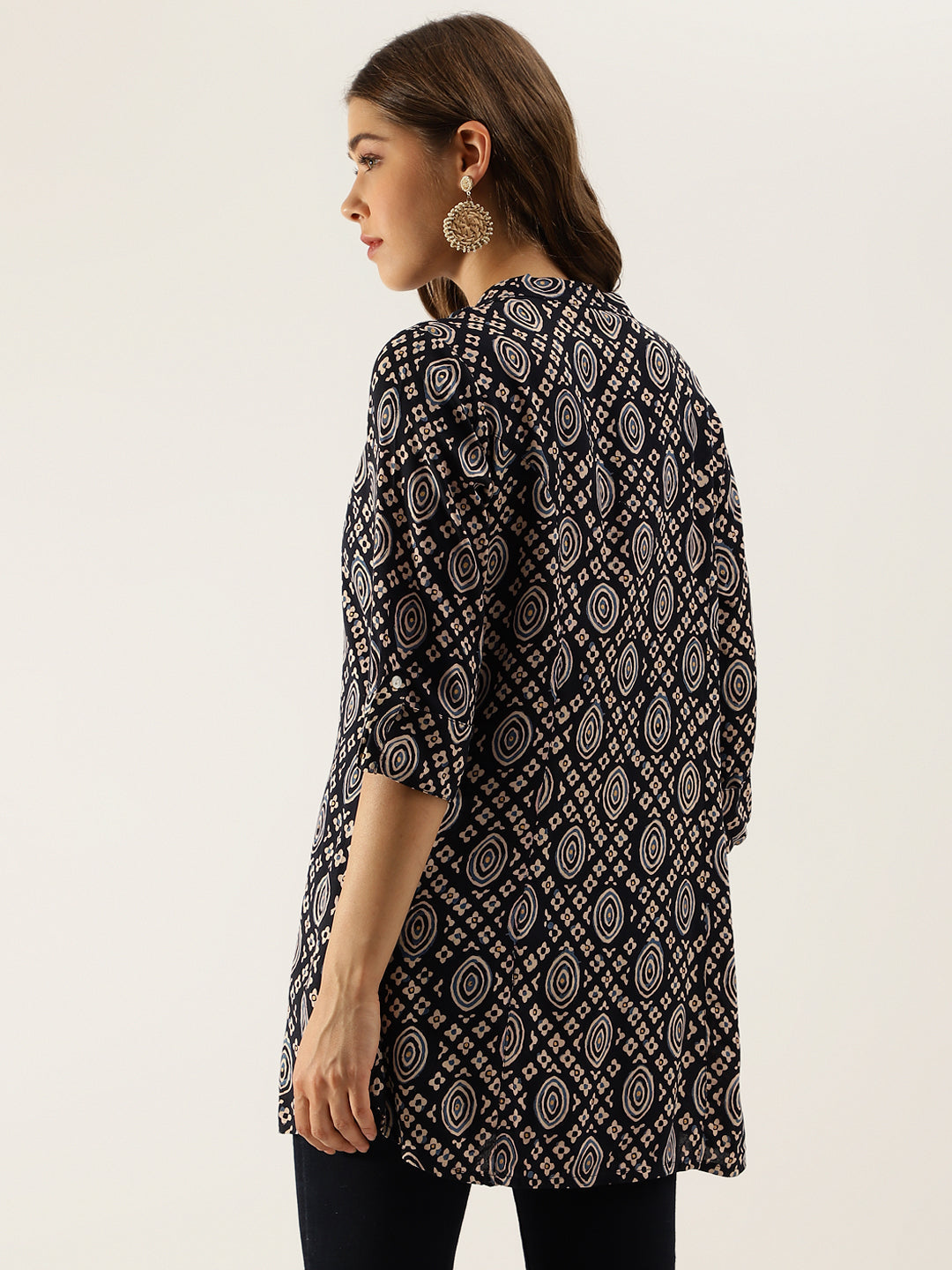 Black Asymmetric Printed Top | LASVINI - Redefining Indian Fashion with Elegance