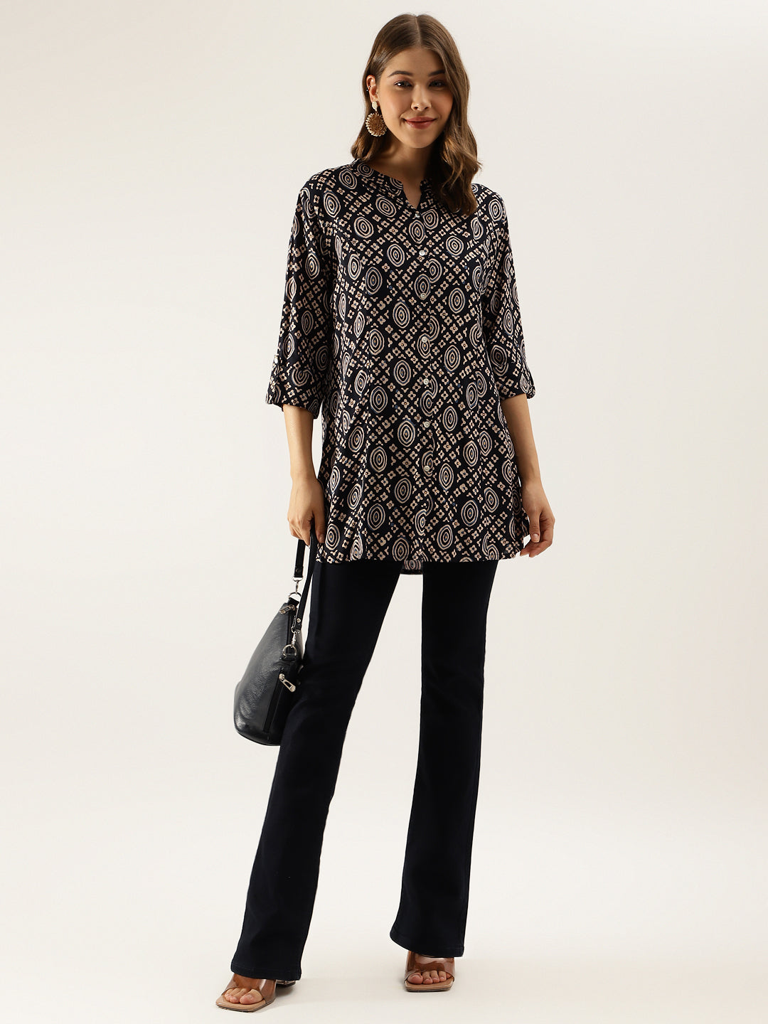 Black Asymmetric Printed Top | LASVINI - Redefining Indian Fashion with Elegance
