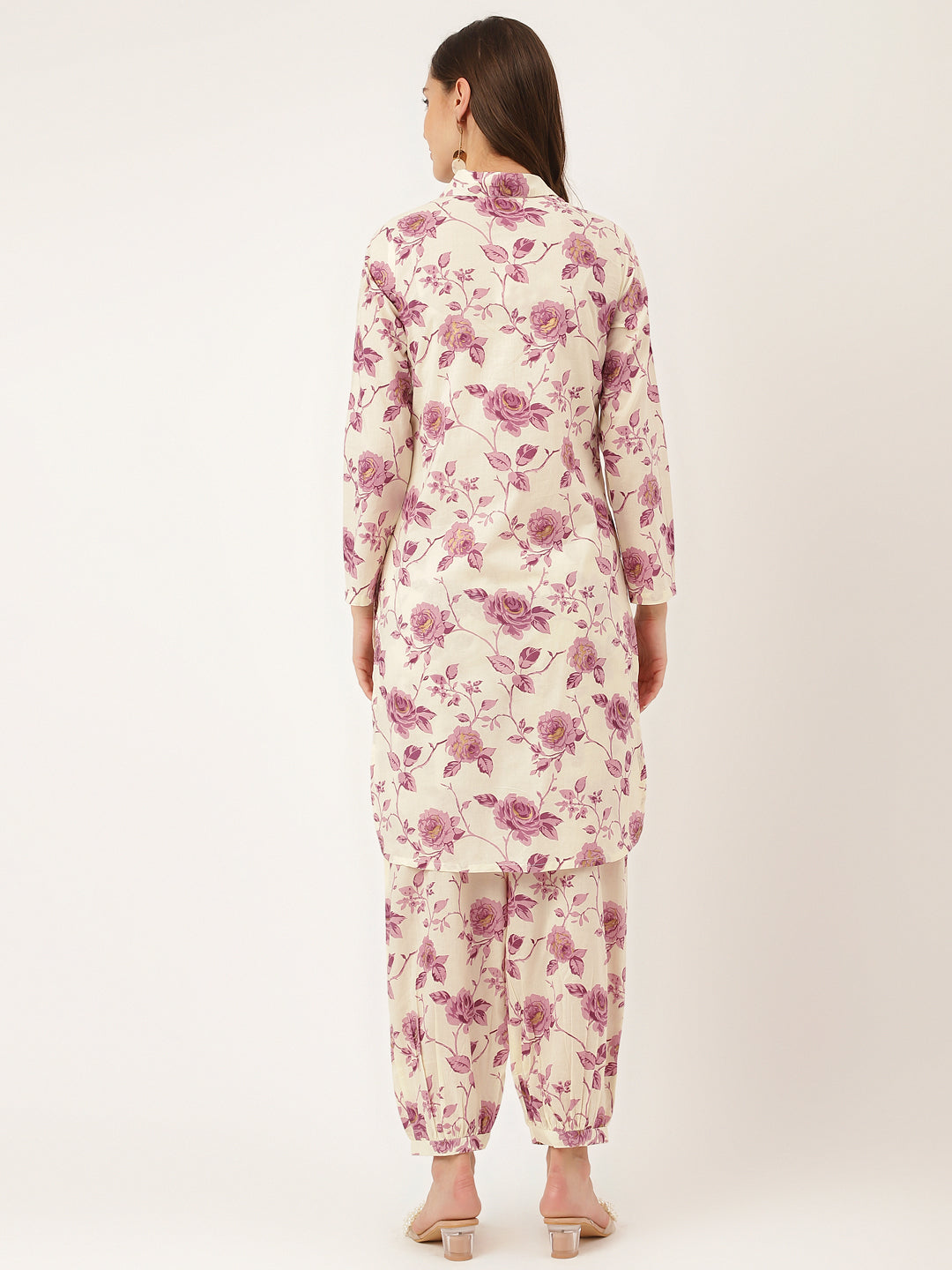 Purple Floral Print Cotton Co-Ord Set | LASVINI - Redefining Indian Fashion with Elegance