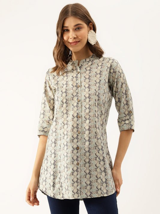 Women Green Printed Modal Top | LASVINI - Redefining Indian Fashion with Elegance