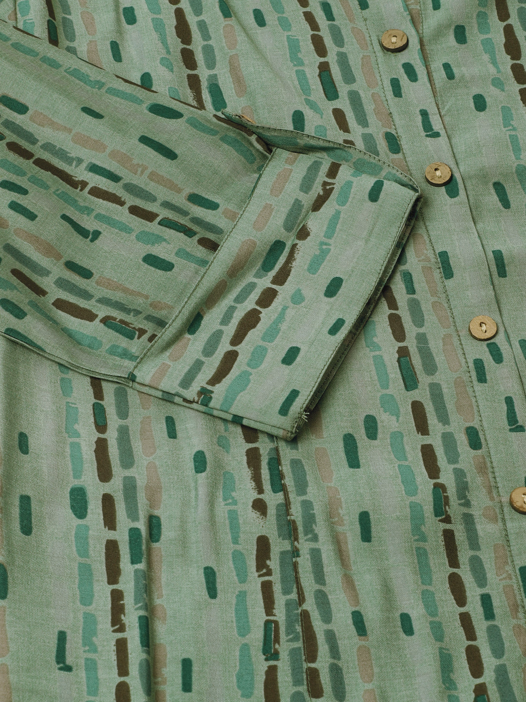 Women Green Printed Modal Chanderi Regular Fit Top | LASVINI - Redefining Indian Fashion with Elegance