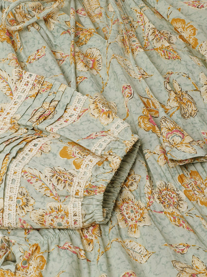 Women Sky Blue Floral Dress | LASVINI - Redefining Indian Fashion with Elegance