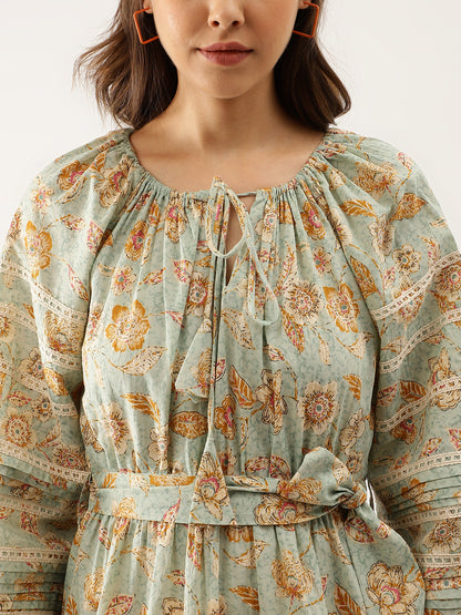 Women Sky Blue Floral Dress | LASVINI - Redefining Indian Fashion with Elegance