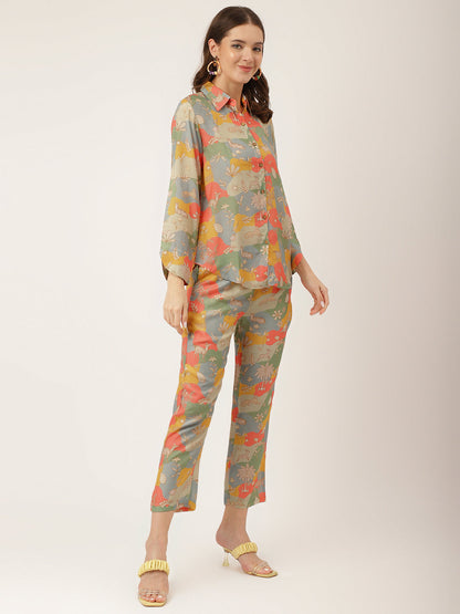 Multi Colour Quirky Print Muslin Co Ord Set | LASVINI - Redefining Indian Fashion with Elegance