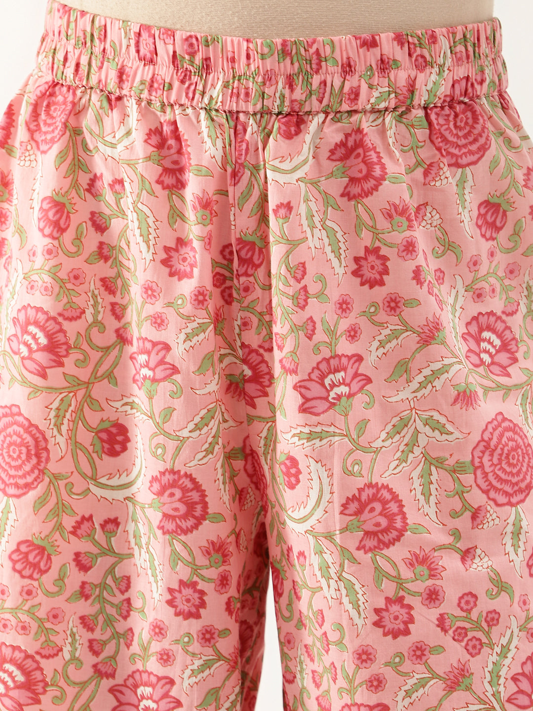 Women Pink Floral Print Cotton Co-Ord Set | LASVINI - Redefining Indian Fashion with Elegance