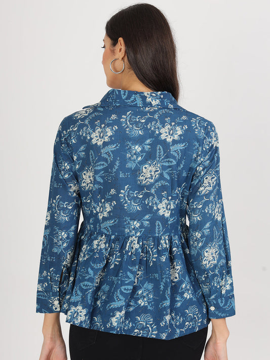 Indigo Blue Regular Top For Women | LASVINI - Redefining Indian Fashion with Elegance