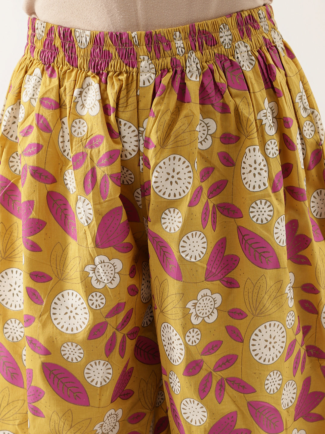 Women Mustard Floral Print Cotton Co-Ord Set | LASVINI - Redefining Indian Fashion with Elegance