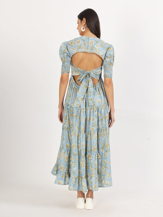 Women Grey Floral Printed Dress | LASVINI - Redefining Indian Fashion with Elegance