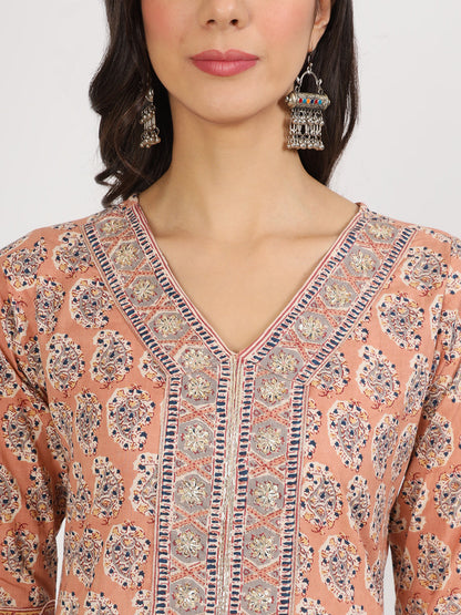 Maroon Embroidered Cotton Kurta Pants With Dupatta Set For Women | LASVINI - Redefining Indian Fashion with Elegance