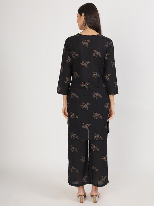 Women Black Printed Co-Ord Set | LASVINI - Redefining Indian Fashion with Elegance