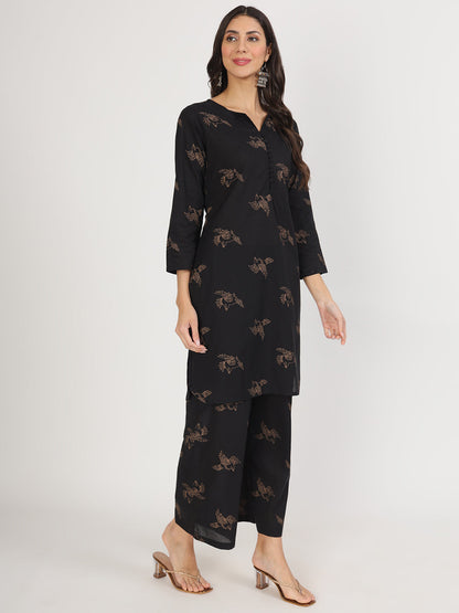 Women Black Printed Co-Ord Set | LASVINI - Redefining Indian Fashion with Elegance