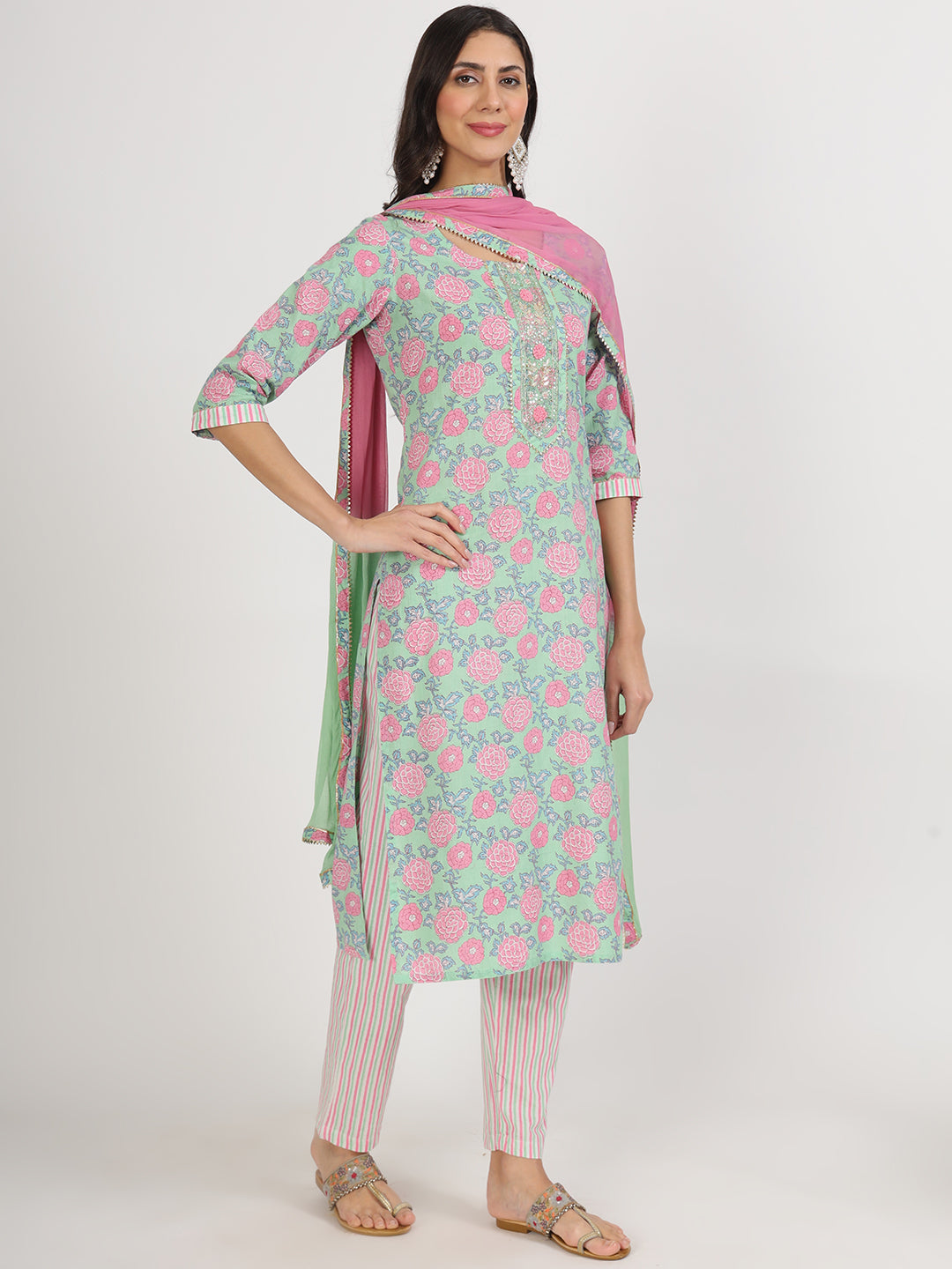 Offwhite Floral Print Rayon Co-Ord Set For Women | LASVINI - Redefining Indian Fashion with Elegance
