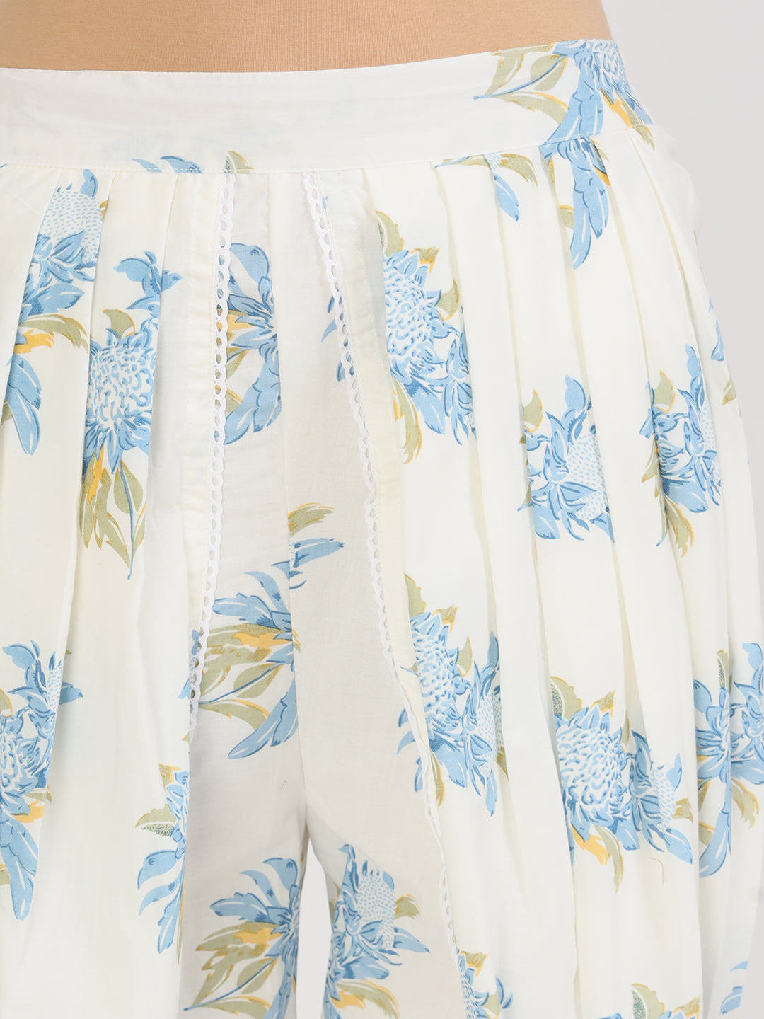 Offwhite Floral Print Rayon Co-Ord Set For Women | LASVINI - Redefining Indian Fashion with Elegance