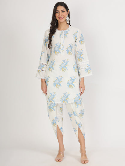 Offwhite Floral Print Rayon Co-Ord Set For Women | LASVINI - Redefining Indian Fashion with Elegance