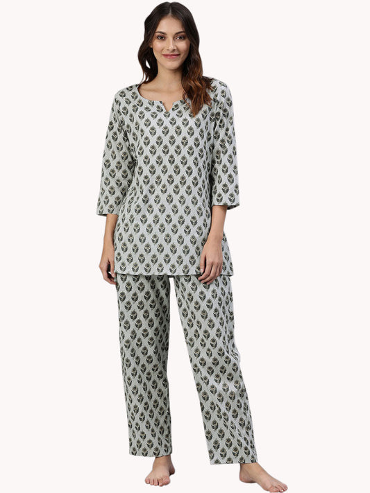 Women'S Grey Color Cotton Loungewear/Nightwear | LASVINI - Redefining Indian Fashion with Elegance