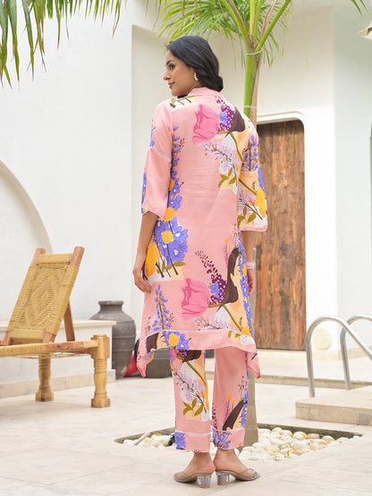 Pink Multi Digital Printed Muslin Co-Ord Set | LASVINI - Redefining Indian Fashion with Elegance