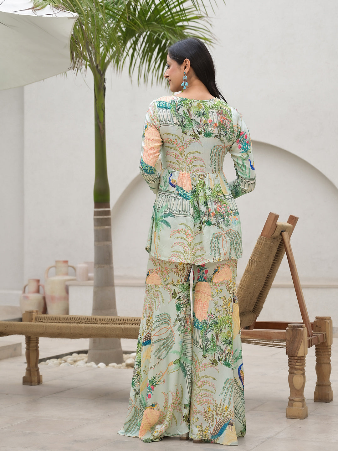 Green Digital Printed Muslin Co-Ord Set | LASVINI - Redefining Indian Fashion with Elegance