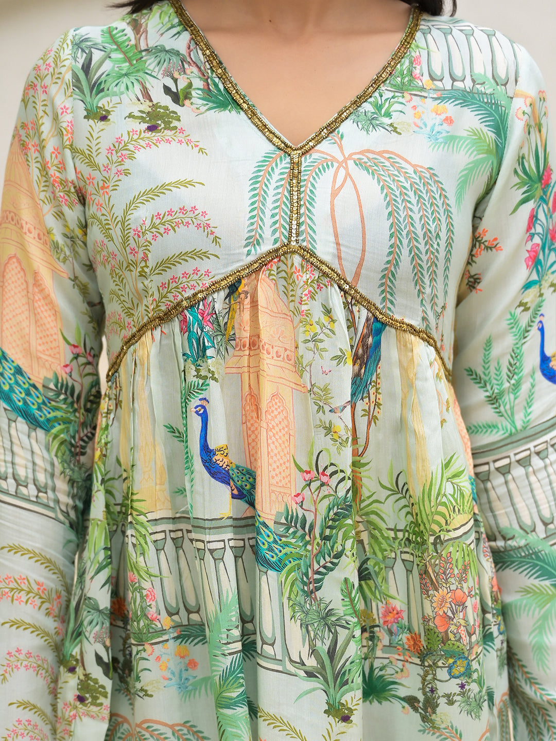 Green Digital Printed Muslin Co-Ord Set | LASVINI - Redefining Indian Fashion with Elegance