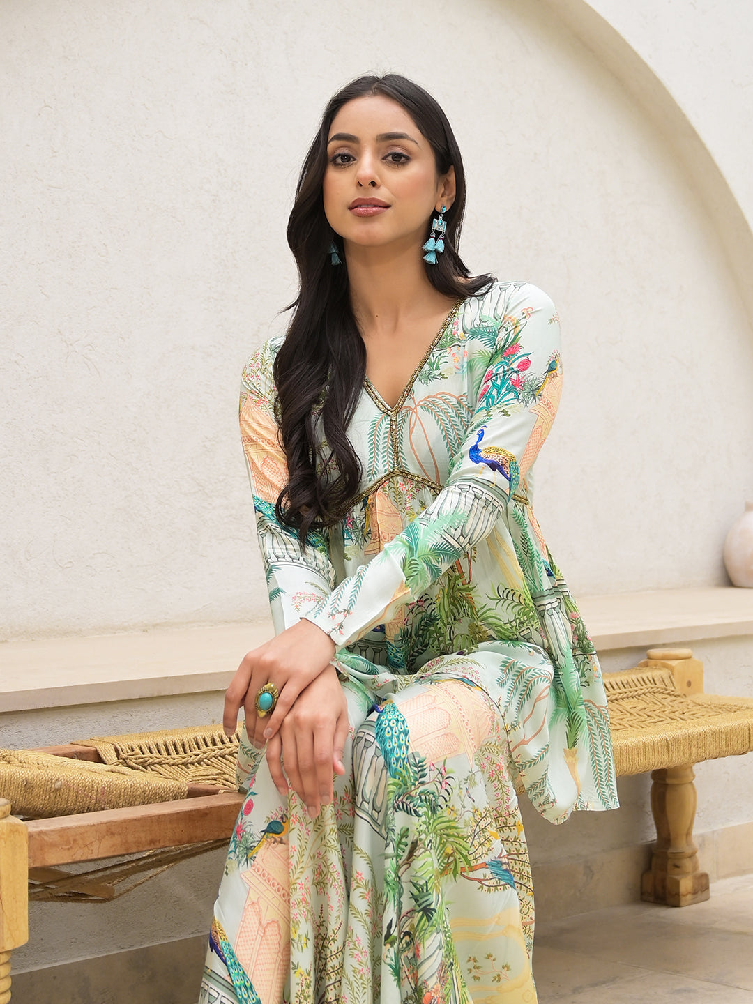 Green Digital Printed Muslin Co-Ord Set | LASVINI - Redefining Indian Fashion with Elegance