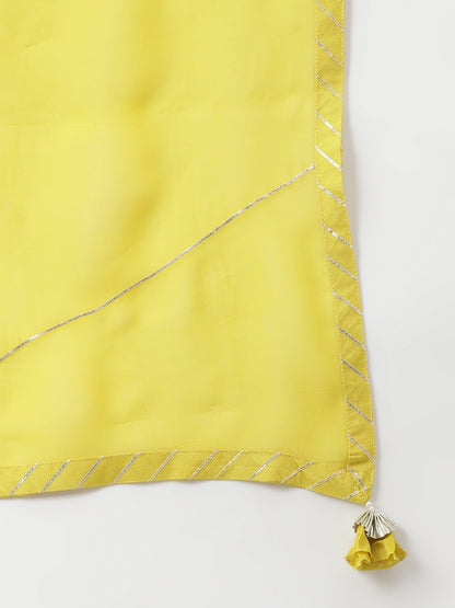 Women Lemon Yellow Pure Rassion Chenderi Kurta Sharara Set With Dupatta | LASVINI - Redefining Indian Fashion with Elegance