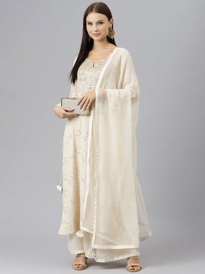 Women Baby Pink Pure Rassion Chenderi Kurta Sharara Set With Dupatta | LASVINI - Redefining Indian Fashion with Elegance