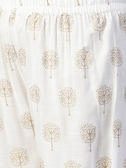 Women'S White Shoulder Strip Kurta Palazoo Set With Net Dupatta | LASVINI - Redefining Indian Fashion with Elegance