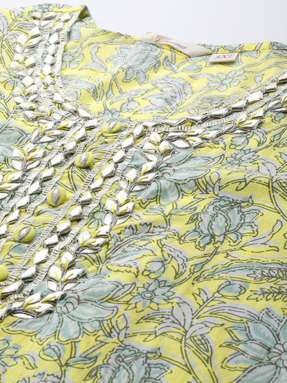 Women Yellow Cotton Straight Kurta Pant Set | LASVINI - Redefining Indian Fashion with Elegance