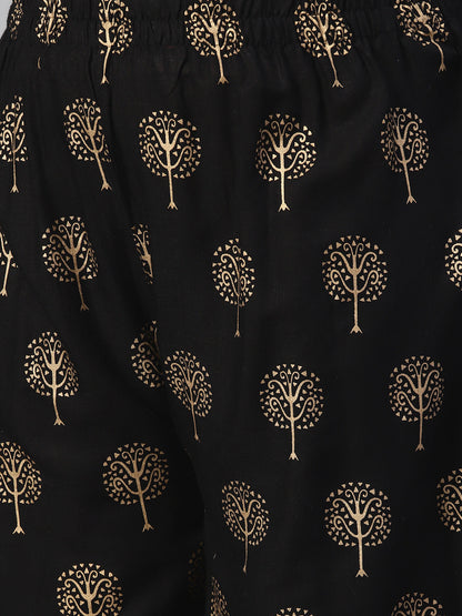 Women'S Black Shoulder Strip Kurta Palazoo Set With Net Dupatta | LASVINI - Redefining Indian Fashion with Elegance