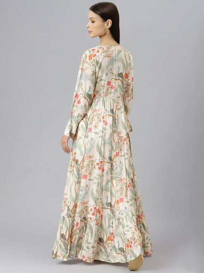 Women Light Pink Muslin Flared Gown | LASVINI - Redefining Indian Fashion with Elegance