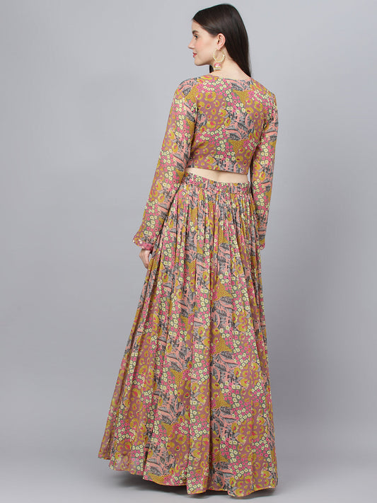 Women Multi Georgette Flared Lehenga Choli Set | LASVINI - Redefining Indian Fashion with Elegance
