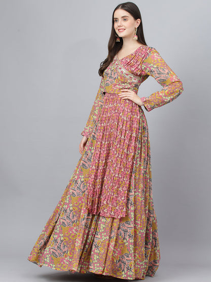 Women Multi Georgette Flared Lehenga Choli Set | LASVINI - Redefining Indian Fashion with Elegance