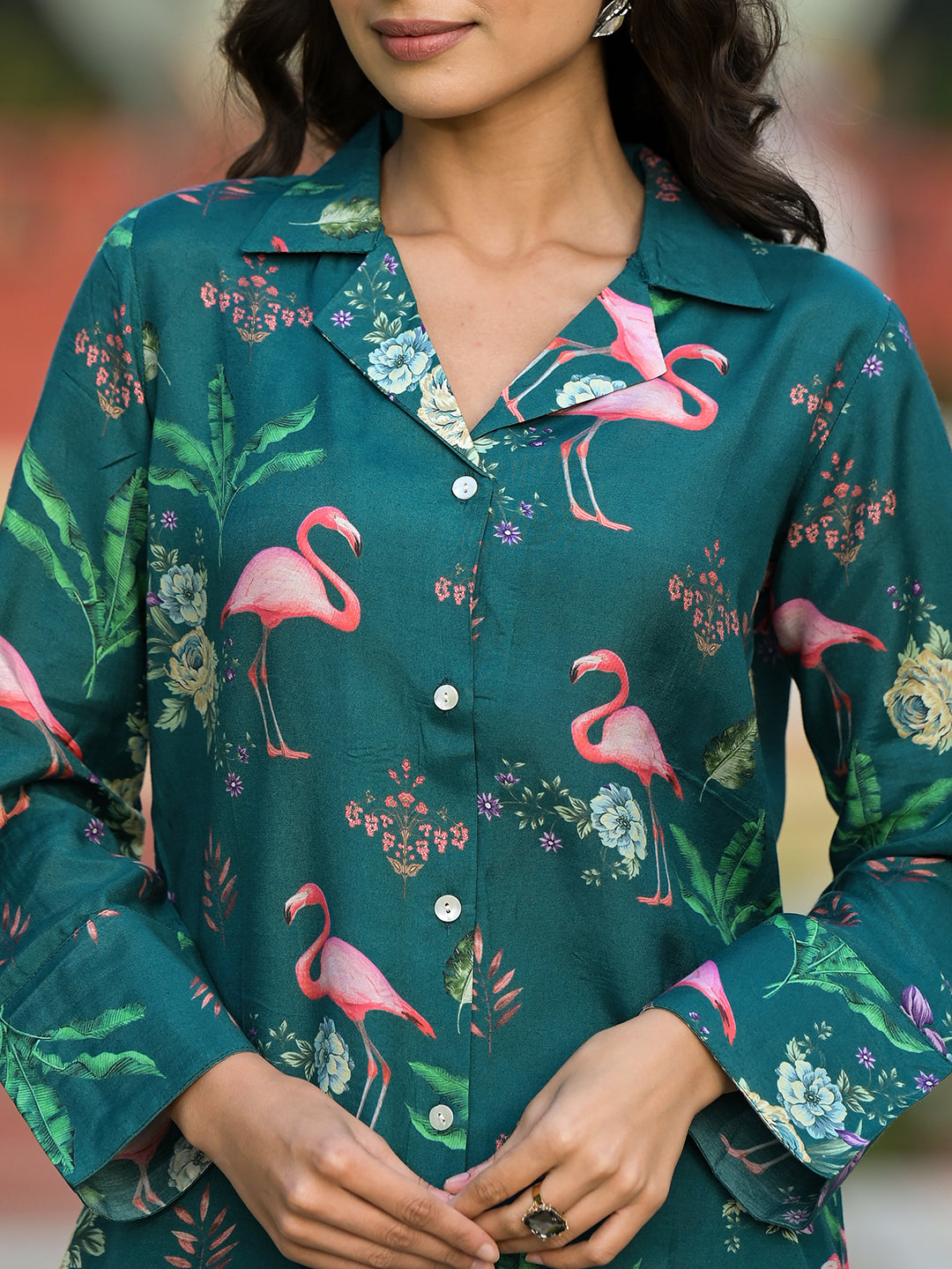 Green Floral Printed Muslin Co-Ord Set | LASVINI - Redefining Indian Fashion with Elegance