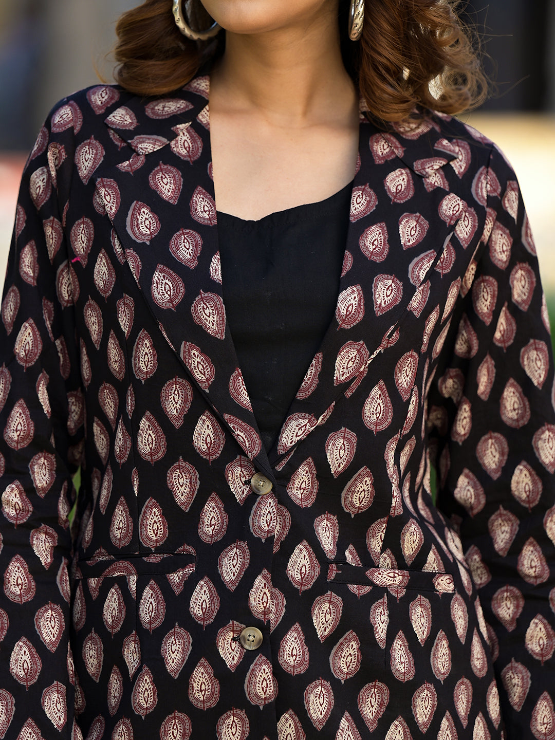 Black & Brown Ethnic Printed Co-Ord Set | LASVINI - Redefining Indian Fashion with Elegance