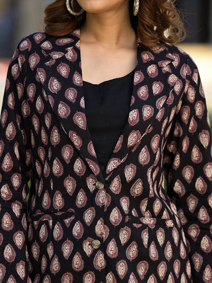 Black & Brown Ethnic Printed Co-Ord Set | LASVINI - Redefining Indian Fashion with Elegance