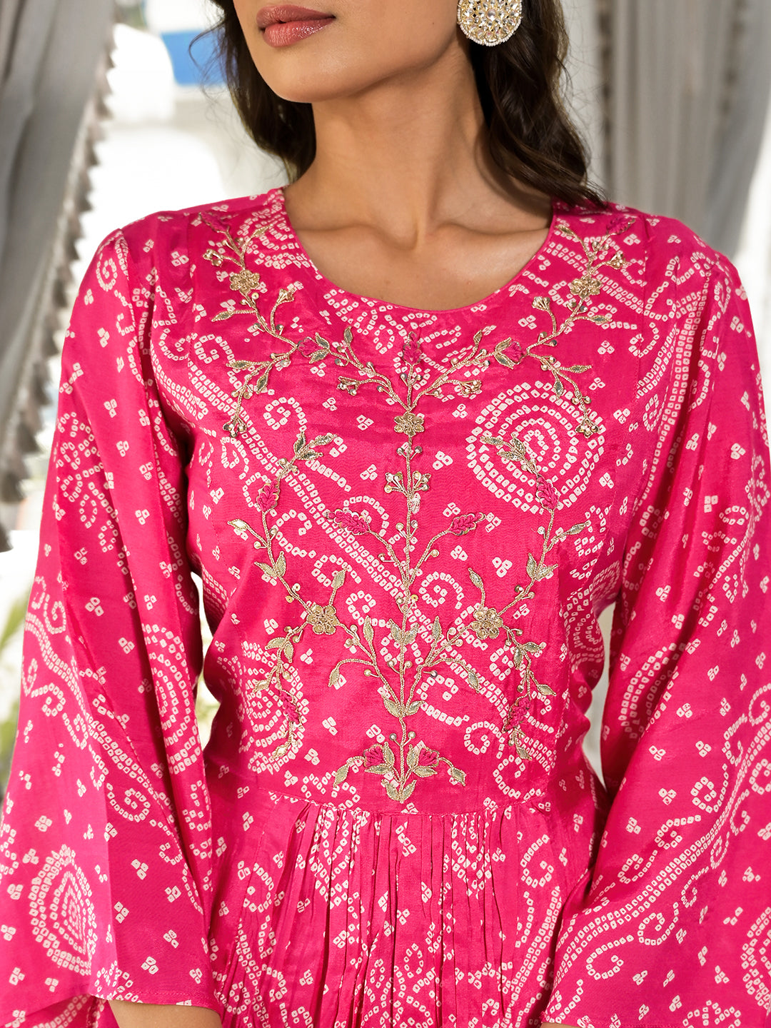 Pink Digital Print Gota Work Pure Muslin Co-Ord Set | LASVINI - Redefining Indian Fashion with Elegance