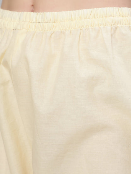 Women Cream Straight Solid Kurta With Trouser And Art Silk Dupatta | LASVINI - Redefining Indian Fashion with Elegance