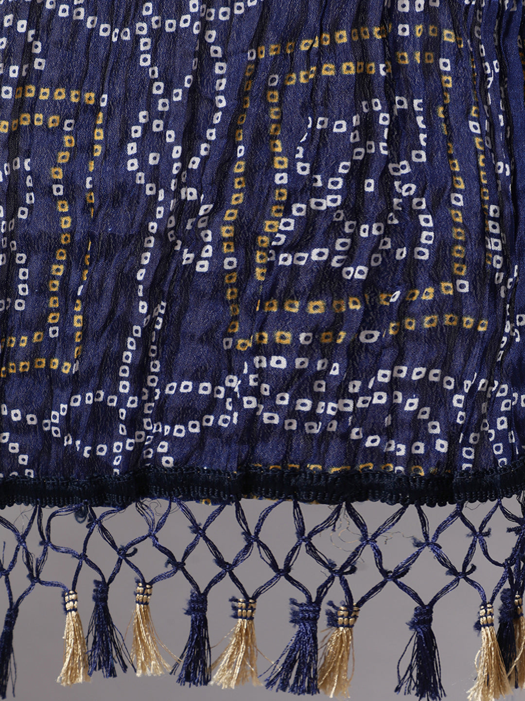 Women Blue Bandhini And Beige Solid Dupatta Combo, Pack Of Two | LASVINI - Redefining Indian Fashion with Elegance