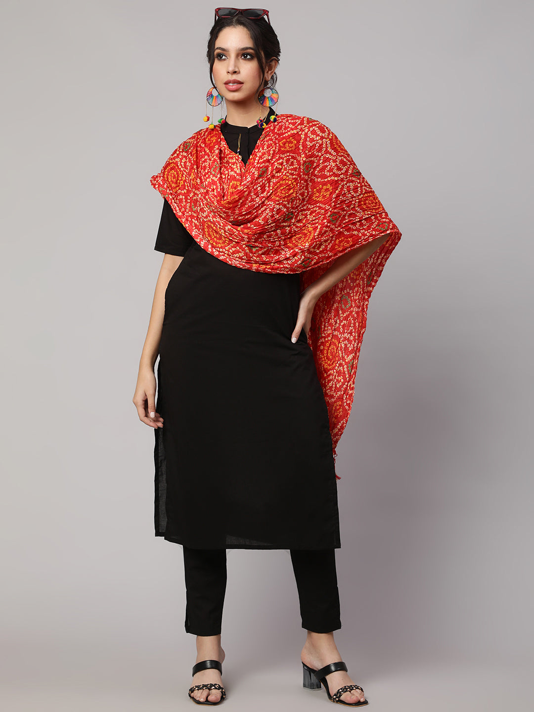 Women Blue Bandhini And Red Bandhani Dupatta Combo, Pack Of Two | LASVINI - Redefining Indian Fashion with Elegance
