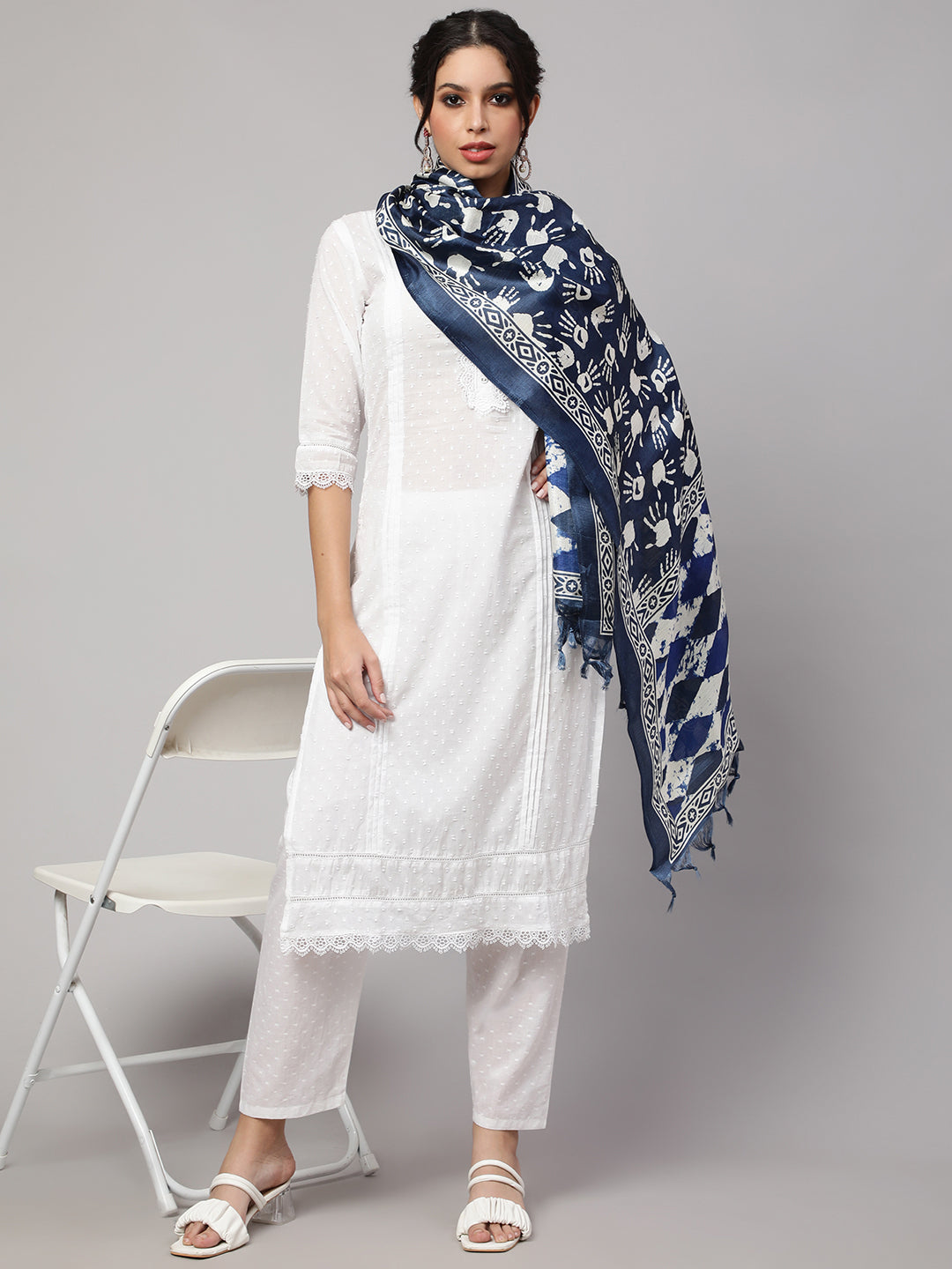 Women Blue And Black Printed Dupatta Combo, Pack Of Two | LASVINI - Redefining Indian Fashion with Elegance