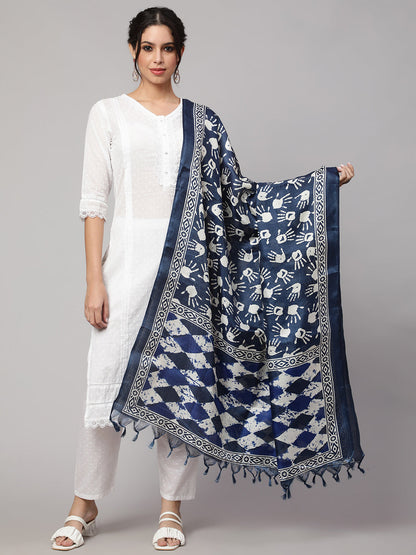 Women Blue And Off White Printed Dupatta Combo, Pack Of Two | LASVINI - Redefining Indian Fashion with Elegance