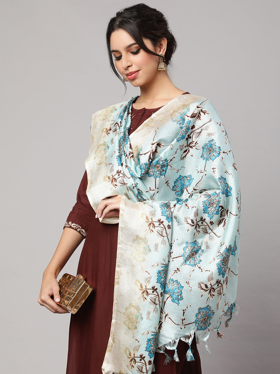 Women Black And Beige Printed Dupatta Combo, Pack Of Two | LASVINI - Redefining Indian Fashion with Elegance