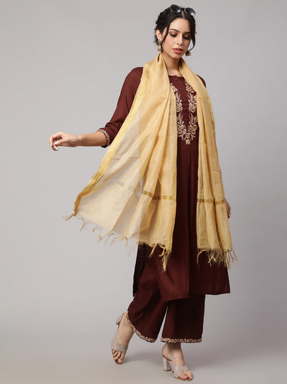 Women Dupatta Combo, Pack Of Three Brown, Beige, & Blue | LASVINI - Redefining Indian Fashion with Elegance