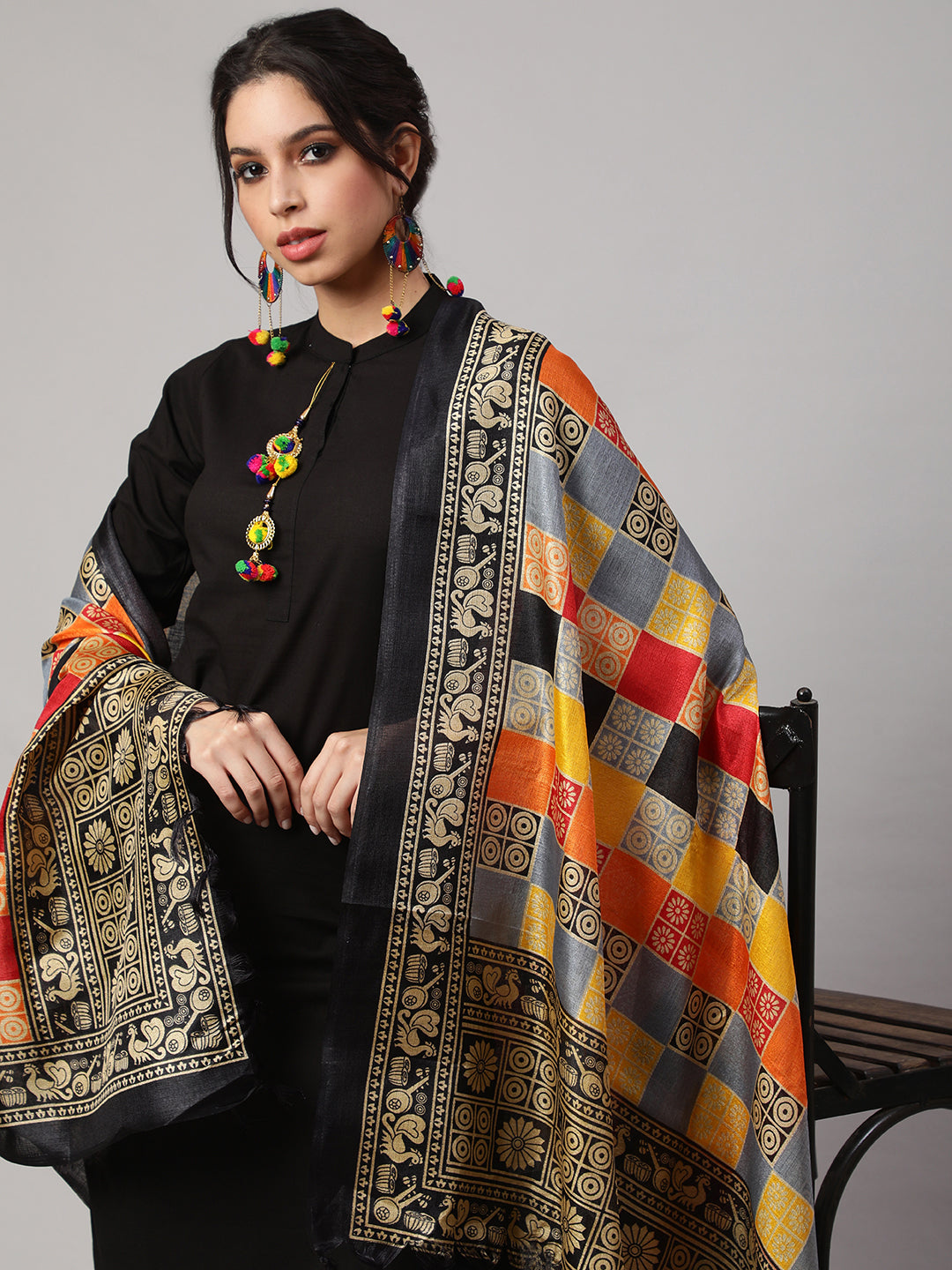Women Multi Printed And Solid Beige With Blue Dupatta Combo, Pack Of Three | LASVINI - Redefining Indian Fashion with Elegance