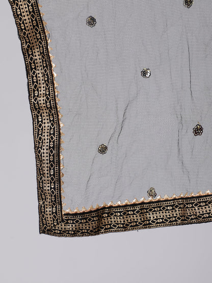 Black Gold Printed Straight Kurta Set With Net Dupatta for Women | LASVINI - Redefining Indian Fashion with Elegance