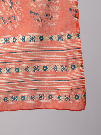 Women Rust Printed Straight Kurta With Plazo & Dupatta | LASVINI - Redefining Indian Fashion with Elegance